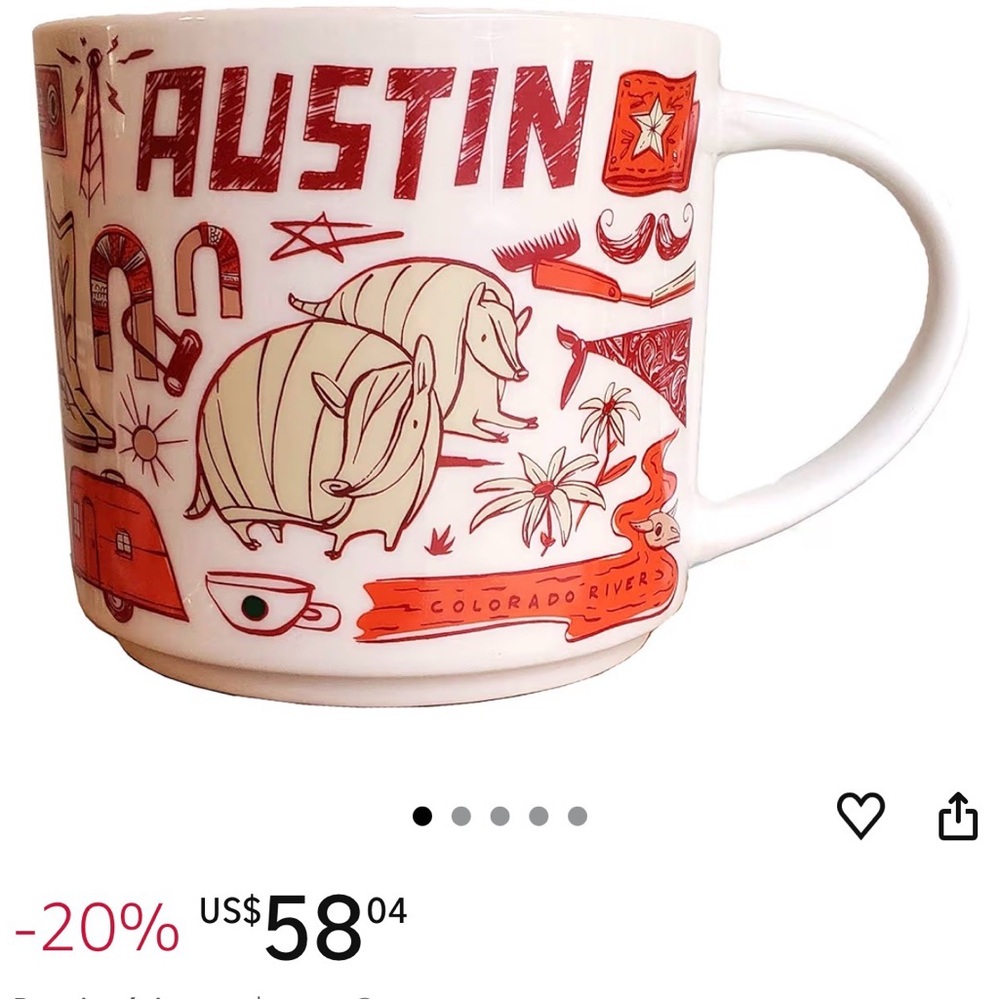 Starbucks Austin Illustration Mug - White and Red Accents